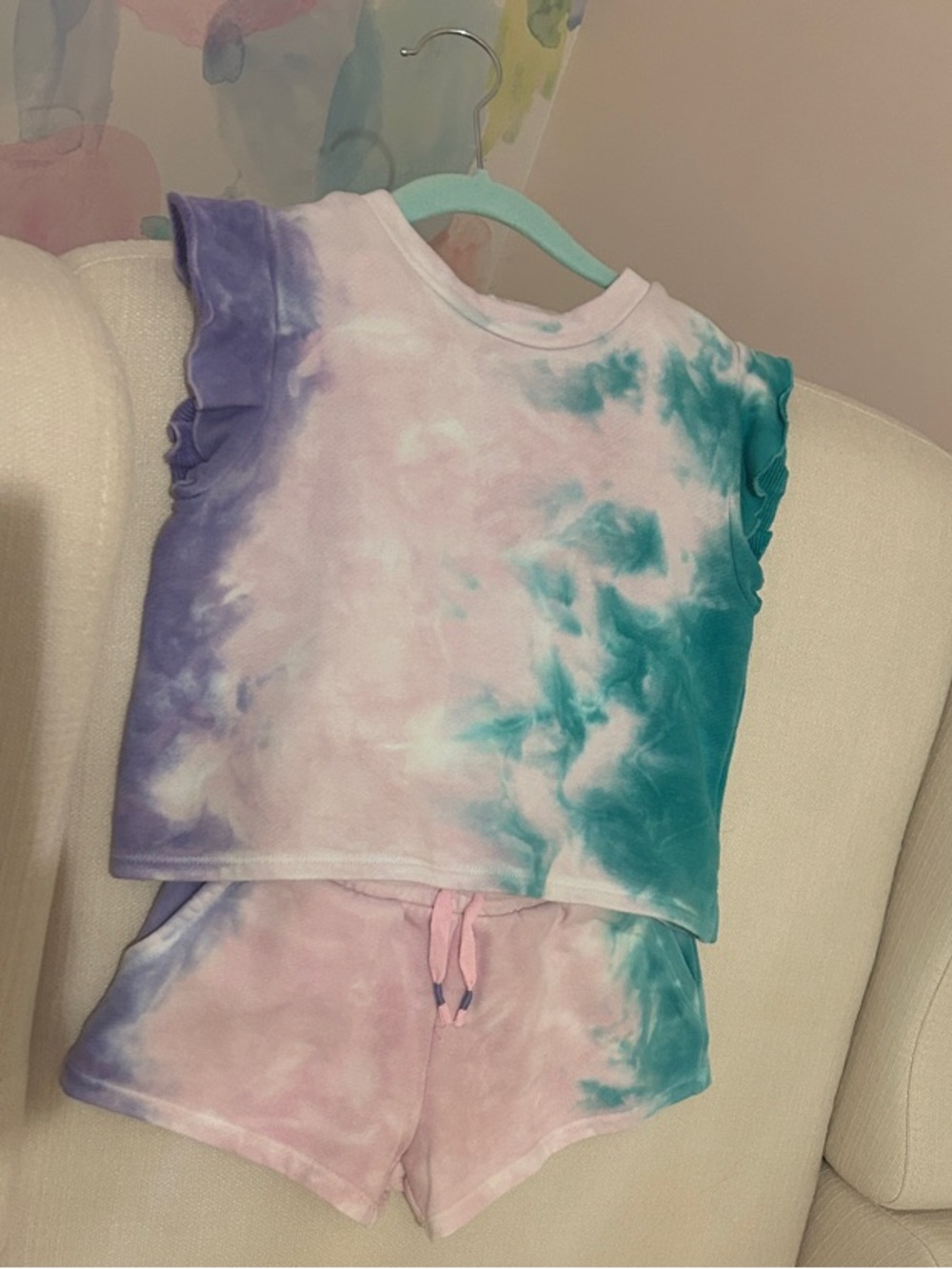 Splendid Girls Tie-Dye Pink Purple Teal Two-Piece Set